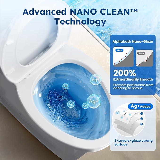 17.3” ADA Comfort Height Toilets with Hidden Drainage Port, 14" Wide Bowl Two Piece Toilets for Bathrooms, Tall Height, 1.28 GPF Single Power Flush Toilet with Jet Flush, 12" Rough In - ModernBath
