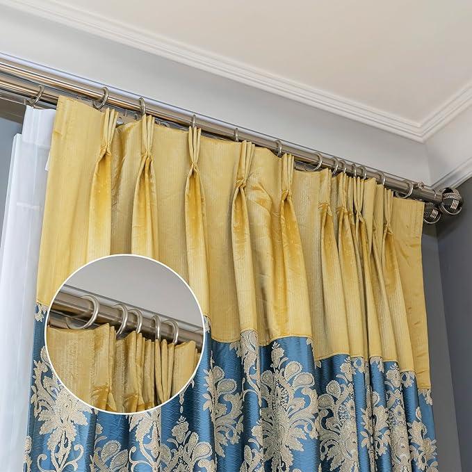 Hotop 30 Pcs Metal Drapery Curtain Rings 0.98/1.26/1.65 inch Interior Diameter and 30 Pcs Hanging Curtain Drapery Pin Hooks for Window Door Shower(Champagne Gold,32 mm) - ModernBath