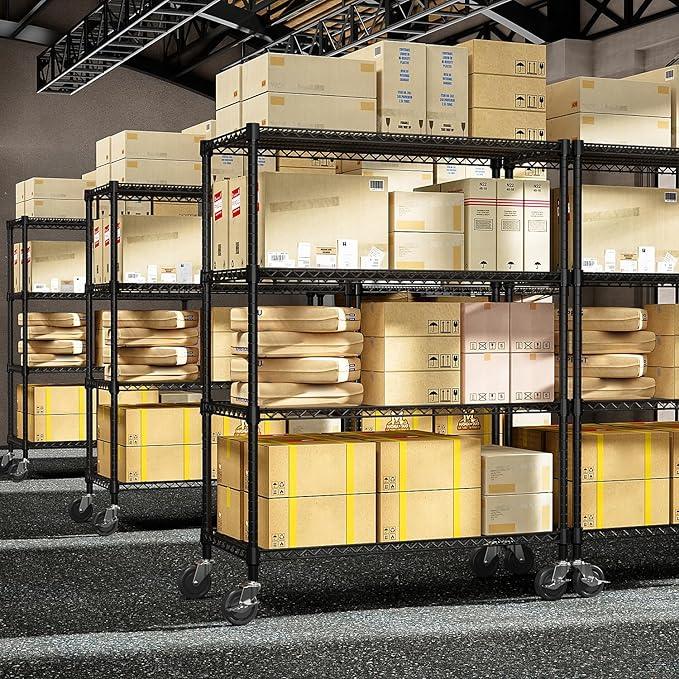 Industrial Metal 4 Tier Shelving for Garage, Pantry, Warehouse, Basement Utility Room, Storage Rack Metal Shelving Unit, Shelf Organizer, Black 23.6" D x 53.2" W x 73.6" H - ModernBath