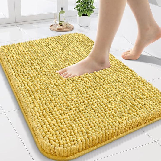 Arotive Bathroom Rugs 24x16, Extra Soft Absorbent Shaggy Chenille Bath Rugs, Machine Washable Rubber Backing Non-Slip Bath Mats for Bathroom Floor Tub and Shower, Home Decor Accessories, Yellow - ModernBath