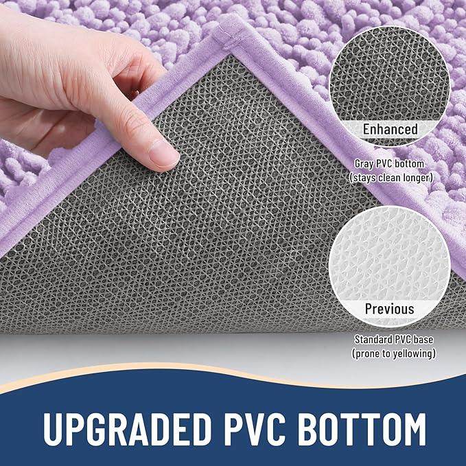 Arotive Luxury Chenille Bathroom Rug Mat, Extra Soft Thick Absorbent Shaggy Bath Rugs, Non-Slip Machine Wash Dry, Plush Bath Mats for Bathroom, Shower and Tub, 34x21, Light Purple - ModernBath
