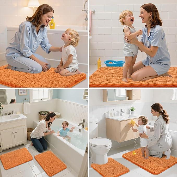 Arotive Bathroom Rugs 30x20, Extra Soft Absorbent Shaggy Chenille Bath Rugs, Machine Washable Rubber Backing Non-Slip Bath Mats for Bathroom Floor Tub and Shower, Home Decor Accessories, Coral - ModernBath