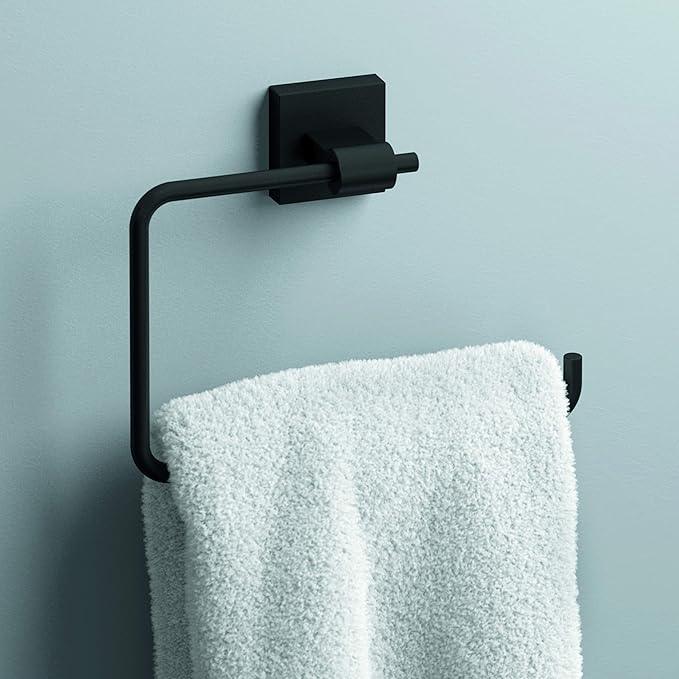 Franklin Brass Maxted (1-Pack) Hand Towel Holder Matte Black Towel Racks for Bathroom Wall Square Towel Ring Holder for Bath Towel Hanger for Kitchen, Bathroom Accessories MAX46-FB - ModernBath