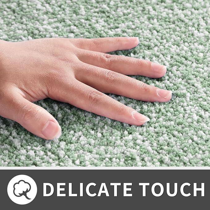 Yimobra Large Bathroom Rugs Non Slip Washable, Soft Absorbent Microfiber Bath Mat,Dual-Tone Decor Rug with Rubber Backing for Bathroom Floor,Tub and Shower,36x24,Home Essentials,Green and White - ModernBath