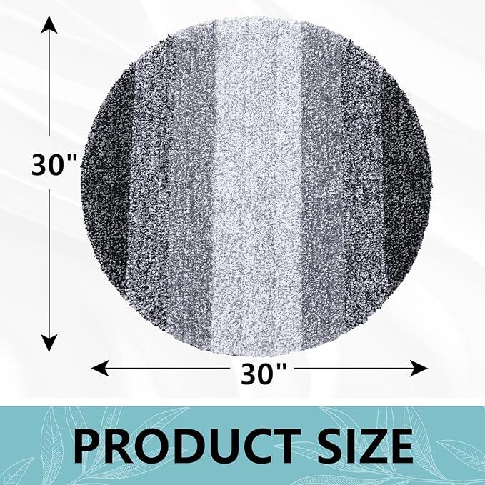 Arotive Microfiber Bathroom Rugs, Shaggy Soft and Absorbent Bath Rug, Non-Slip, Thick Plush Machine Washable Dry Bath Mats for Bathroom, Tub and Shower, 30x30, Black, Round - ModernBath