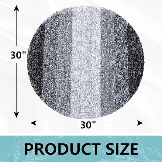 Arotive Microfiber Bathroom Rugs, Shaggy Soft and Absorbent Bath Rug, Non-Slip, Thick Plush Machine Washable Dry Bath Mats for Bathroom, Tub and Shower, 30x30, Black, Round - ModernBath