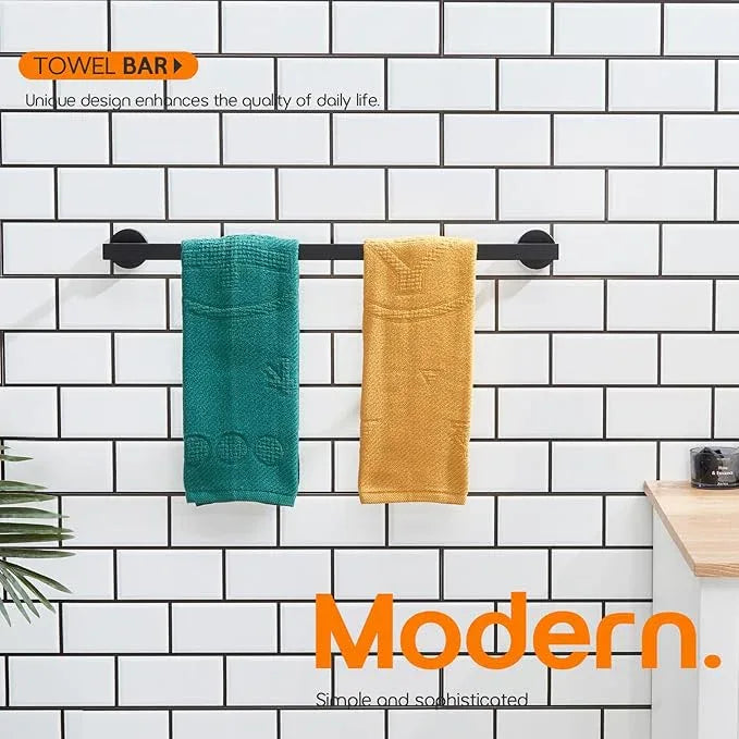 24 Inch Bathroom Towel Racks Bath Towel Bars Kitchen Towel Holder Towel Rails Wall Mounted SUS304 Stainless Steel Matte Black AN4001MB-L24 - ModernBath