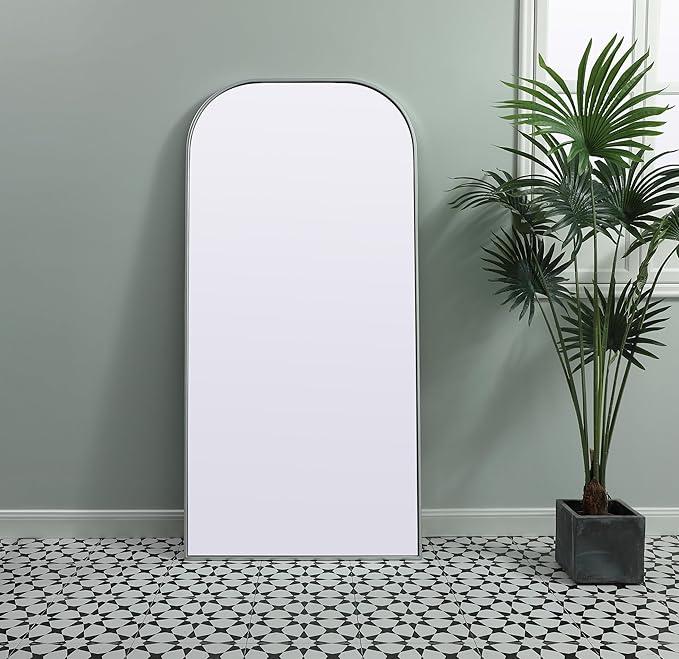 Illuminate, Metal Frame Arch Full Length Mirror 32X66 Inch in, Modern, Silver - ModernBath