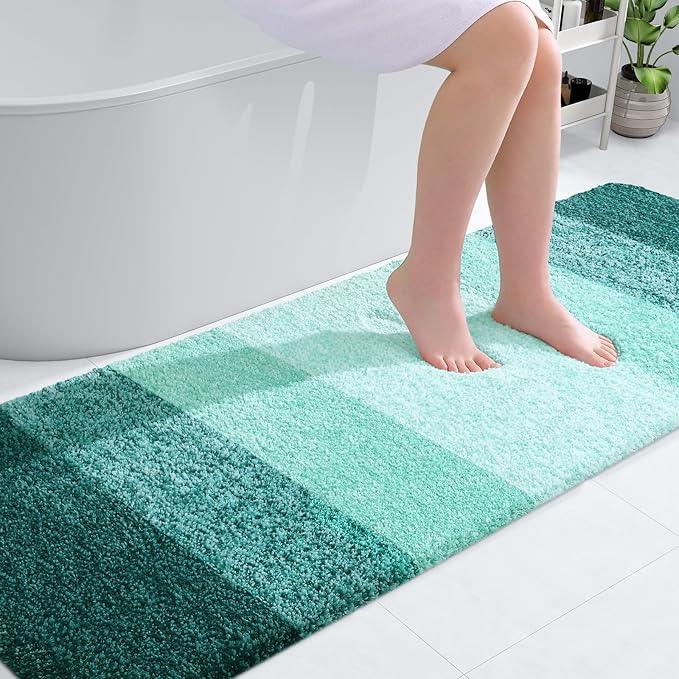 OLANLY Bathroom Runner Rugs 70x24, Extra Soft Absorbent Microfiber Bath Rugs, Rubber Backing, Quick Dry, Washable Bath Mats for Bathroom Floor, Tub and Shower, Home Decor Accessories, Blackish Green - ModernBath