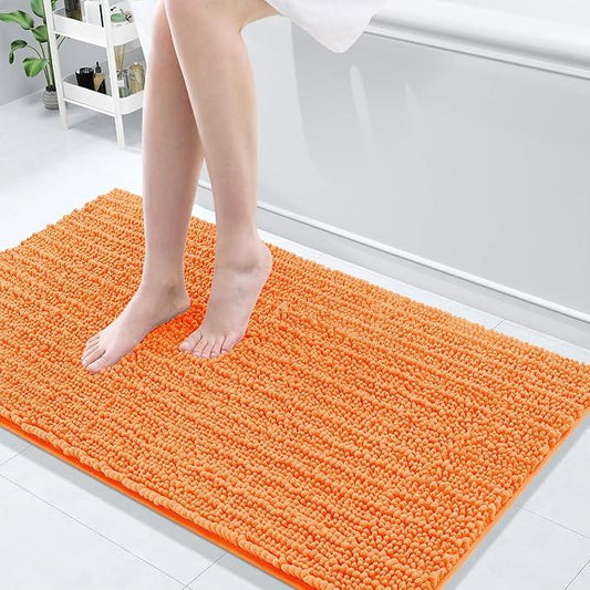 Arotive Luxury Chenille Bathroom Rug Mat, Extra Soft Thick Absorbent Shaggy Bath Rugs, Non-Slip Machine Wash Dry, Plush Bath Mats for Bathroom, Shower and Tub, 47x24, Orange - ModernBath