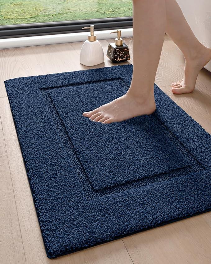 DEXI Bathroom Rugs 36x24, Washable Non Slip Bath Mat for Shower Floor, Absorbent Quick Dry Bathmat with Rubber Backing, Ultra Soft Plush Carpet for Tub, Navy - ModernBath