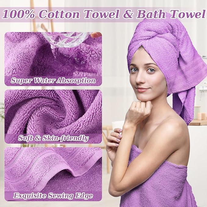 XLHOMO Purple Bathroom Set, Purple Bathroom Accessories Set with Shower Curtain, Bath Towel Set, Trash Can, 2PCS Soap Dispensers, Soap Dish, Toothbrush Holder and Cup,Toilet Brush for Bathroom Decor - ModernBath