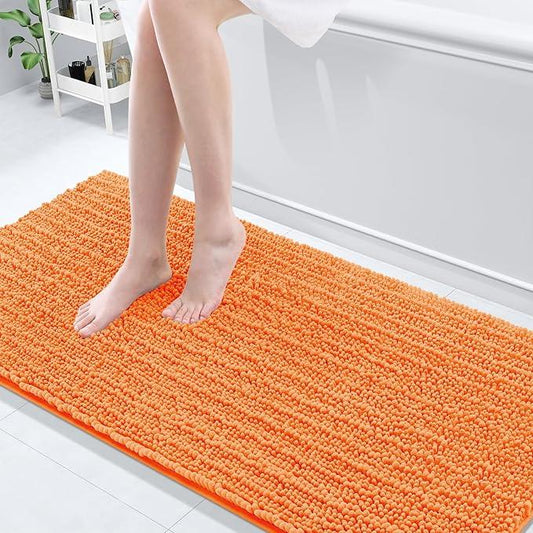 Arotive Luxury Chenille Bathroom Rug Mat, Extra Soft Thick Absorbent Shaggy Bath Rugs, Non-Slip Machine Wash Dry, Plush Bath Mats for Bathroom, Shower and Tub, 70x24, Orange - ModernBath