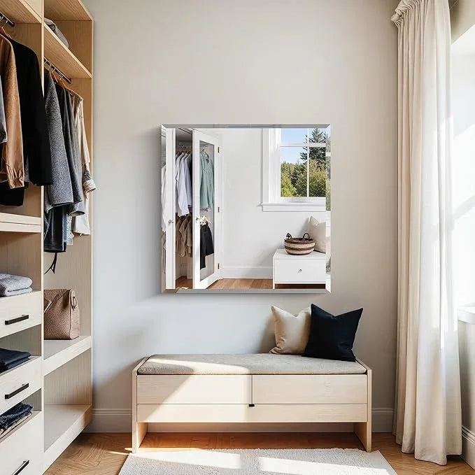 KOCUUY Beveled Mirror, 30x30 Inch Square Frameless Bathroom Mirror for Over Sink, Upgraded Shatterproof Beveled Unframed Design Mirror for Bathroom, Bedroom, Entryway, Hang Horizontal/Vertical - ModernBath