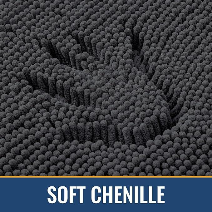 Arotive Bathroom Rugs 30x20, Extra Soft Absorbent Shaggy Chenille Bath Rugs, Machine Washable Rubber Backing Non-Slip Bath Mats for Bathroom Floor Tub and Shower, Home Decor Accessories, Dark Grey - ModernBath