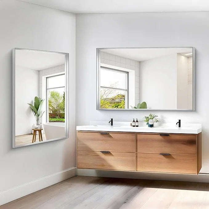 NIMURY Silver Bathroom Mirror, 36x55 Inch Rectangular Deep Frame Mirror, Large Wall Mounted Bathroom Vanity Mirror Over Sink for Bedroom,Restroom, Living Room, Hangs Vertically or Horizontally - ModernBath