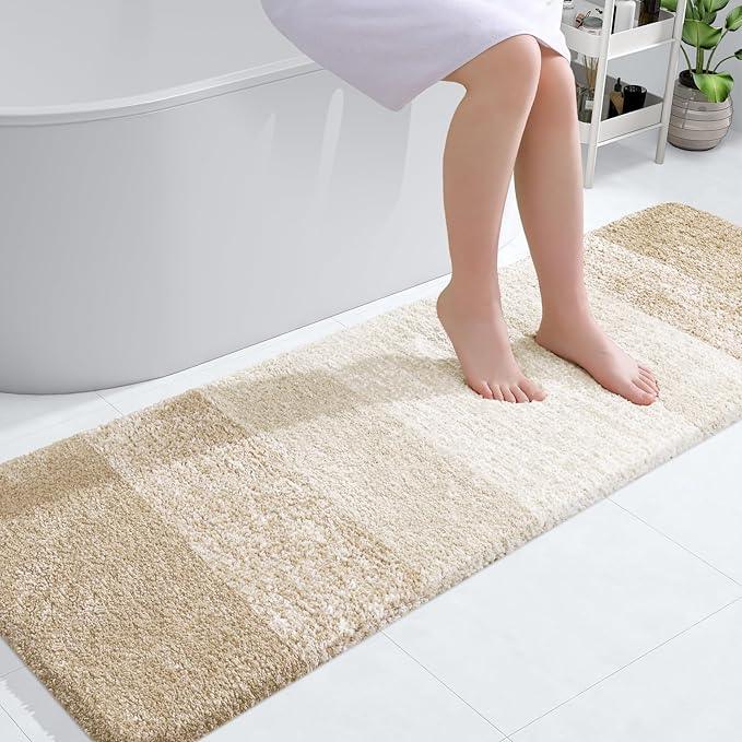OLANLY Bathroom Runner Rugs 59x20, Extra Soft Absorbent Microfiber Bath Rugs, Rubber Backing, Quick Dry, Washable Bath Mats for Bathroom Floor, Tub and Shower, Home Decor Accessories, Light Beige - ModernBath