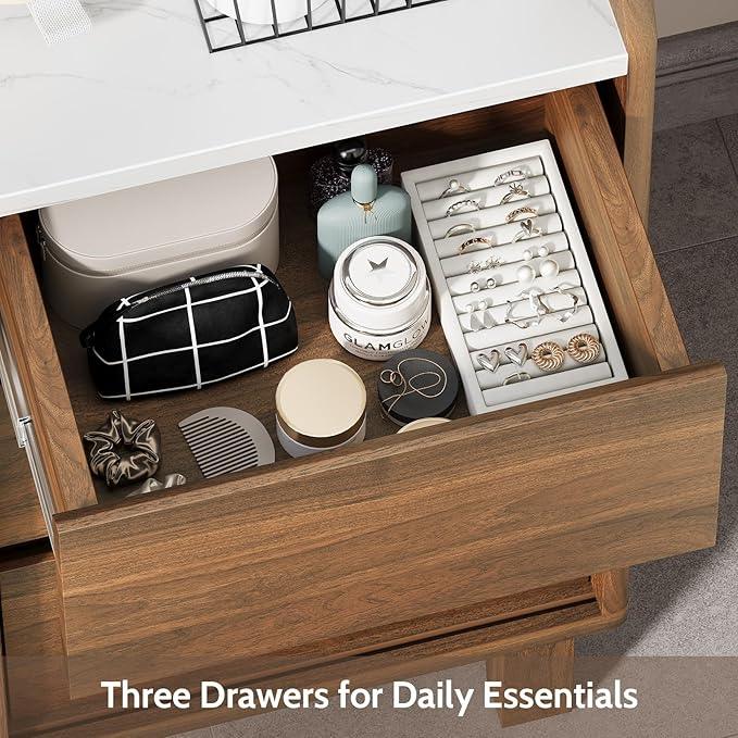 Bathroom Storage Cabinet, Small Storage Cabinets with Doors and Shelves, Coffee Bar Cabinet Buffet Sideboard Cabinet for Dining Room, Living Room, Entryway, Walnut - ModernBath