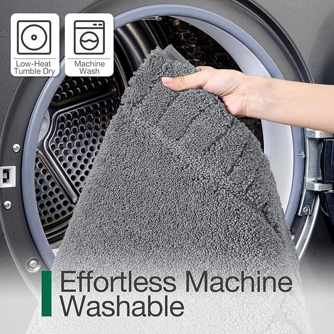 LUMI Bathroom Rugs Non Slip with Rubber Backing, Extra Soft Plush Microfiber Bath Rug Absorbent, Machine Washable Bath Mat Quick Dry for Tub, Shower, Dark Grey, 16"x24" - ModernBath