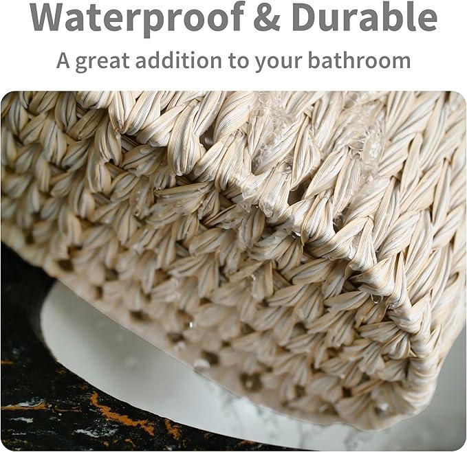 GRANNY SAYS Toilet Paper Storage, Toilet Paper Basket for Bathroom, 6 Mega Rolls Organizer Free Standing, Wicker Basket for Bathroom Storage, Butter Milk - ModernBath