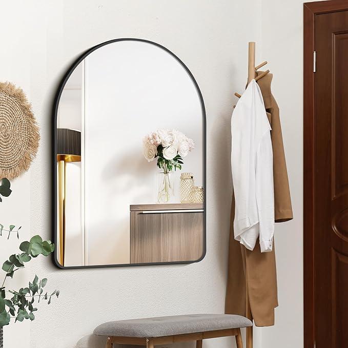 FORBATH Arched Mirror 30x40 Inch, Black Arched Bathroom Mirror Wall Mounted Modern Black Aluminum Frame Decor Large Dresser, for Bedroom Living Room Entryway, Hanging or Leaning Against Wall - ModernBath