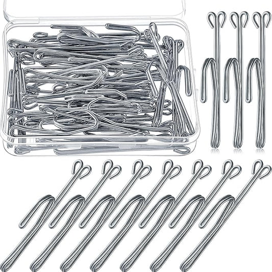 30 Pieces Metal Curtain Hooks Slip on Drapery Hook Shower Curtains Hooks Stainless Steel Drapery Pins and Hook for Window Door Curtain and Bathroom (Silver)
