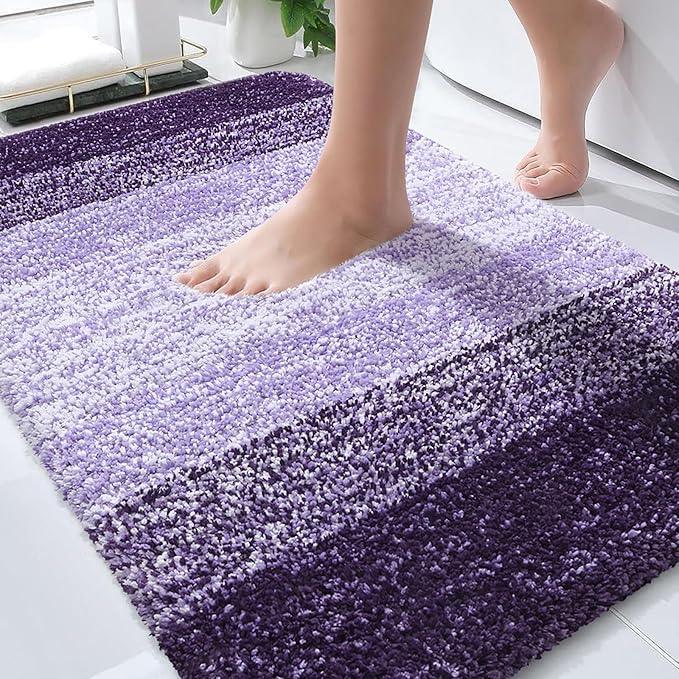 OLANLY Bathroom Rugs Mat 36x24, Extra Soft Absorbent Microfiber Bath Rugs, Rubber Backing, Quick Dry, Machine Washable Bath Mats for Bathroom Floor, Tub and Shower, Home Decor Accessories, Violet - ModernBath