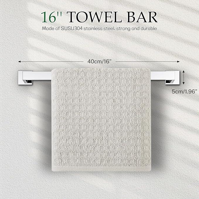 5-Pieces Polished Chrome Bathroom Hardware Accessories Set,16 Inch Towel Bar Set,Stainless Steel Towel Holder Set for Bathroom,Wall Mounted Chrome Bathroom Hardwar Set - ModernBath