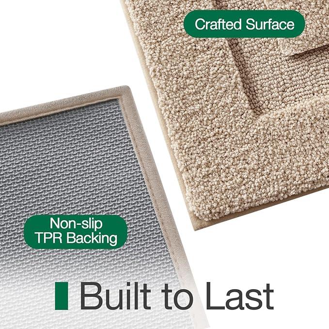 LUMI Large Ultra Soft Bathroom Rugs Non Slip with Rubber Backing, Absorbent Washable Bath Mat Quick Dry, Upgraded Premium Microfiber Plush Carpet for Bathtub and Shower Floor, Beige, 24x43 - ModernBath