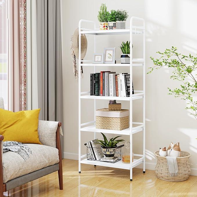 HDANI Storage Shelves,5-Tier Metal Storage Rack with Shelf,Shelf Organizer,Garage Standing Shelving Unit for Laundry,Bathroom,Kitchen,Pantry, Closet,23.6''W X 13.8''D X 63''H,White - ModernBath