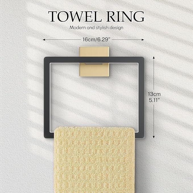 Black and Gold Bathroom Hardware Accessories Set 5-Pieces Towel Bar Set Stainless Steel Towel Holder Set 16 Inch Towel Bar,Towel Racks Set for Bathroom Wall Mounted - ModernBath