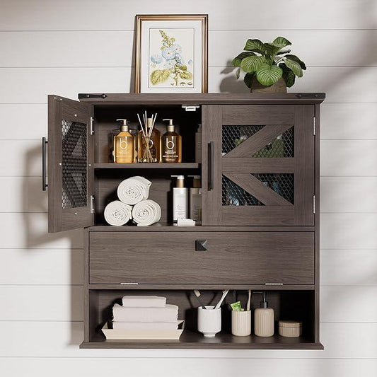 Bathroom Wall Cabinet with 2 Door Adjustable Shelves, Over The Toilet Storage Wall Mounted Medicine Cabinets for Bathroom Laundry Room - ModernBath