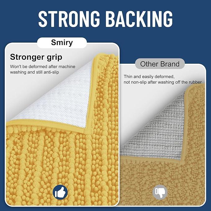 Smiry Bathroom Rugs Mat 24x16, Extra Soft Absorbent Chenille Bath Rugs, Non Slip Rubber Backing Machine Washable Quick Dry Bath Mats for Bathroom Floor, Tub, Shower, Home Decor Accessories, Yellow - ModernBath