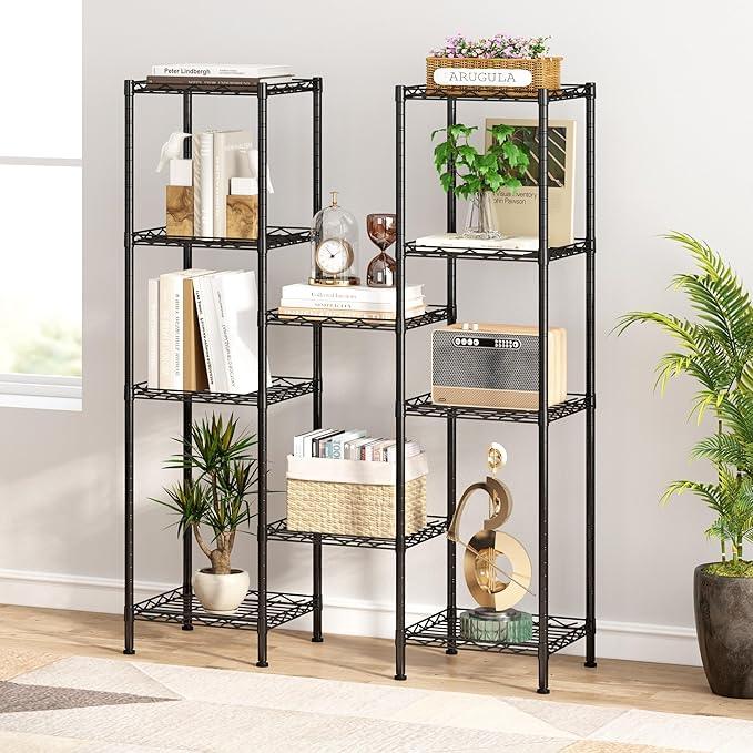 HOMEFORT Storage Shelves, 5-Wire Shelving, Metal Shelving Unit Adjustable Storage Shelves Rack for Kitchen, Pantry, Bathroom, Black, 11.4" W x 11.4" D x 46" H - ModernBath