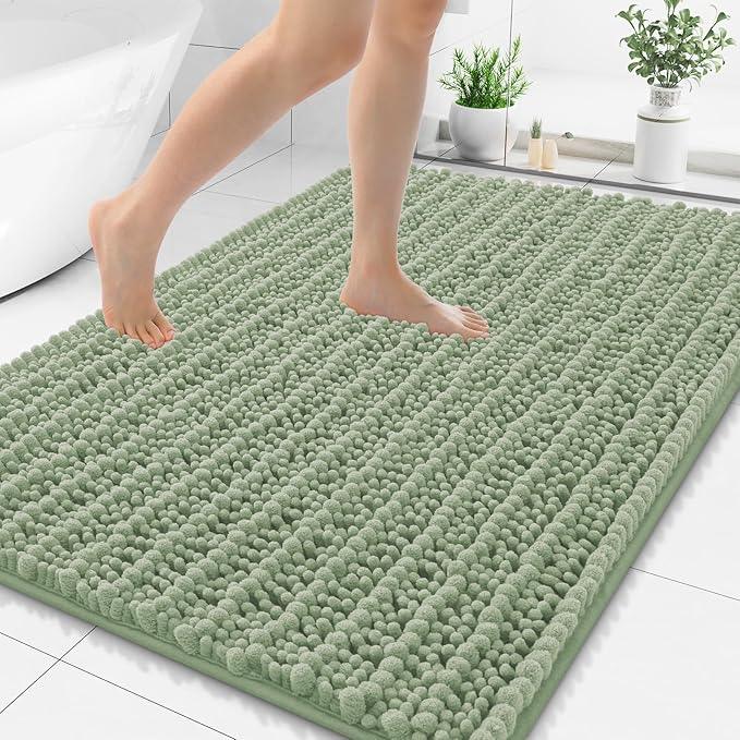 Smiry Bathroom Rugs Mat 71x47, Extra Soft Absorbent Chenille Bath Rugs, Non Slip Rubber Backing Machine Washable Quick Dry Bath Mats for Bathroom Floor, Tub, Shower, Home Decor Accessories, Sage Green - ModernBath