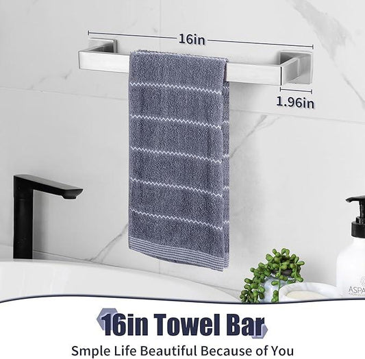 Bathroom Hardware Set Brushed Nickel 5-Pieces Bathroom Towel Rack SUS304 Stainless Steel Bath Towel Bar Set, Towel Racks Wall Mounted. - ModernBath