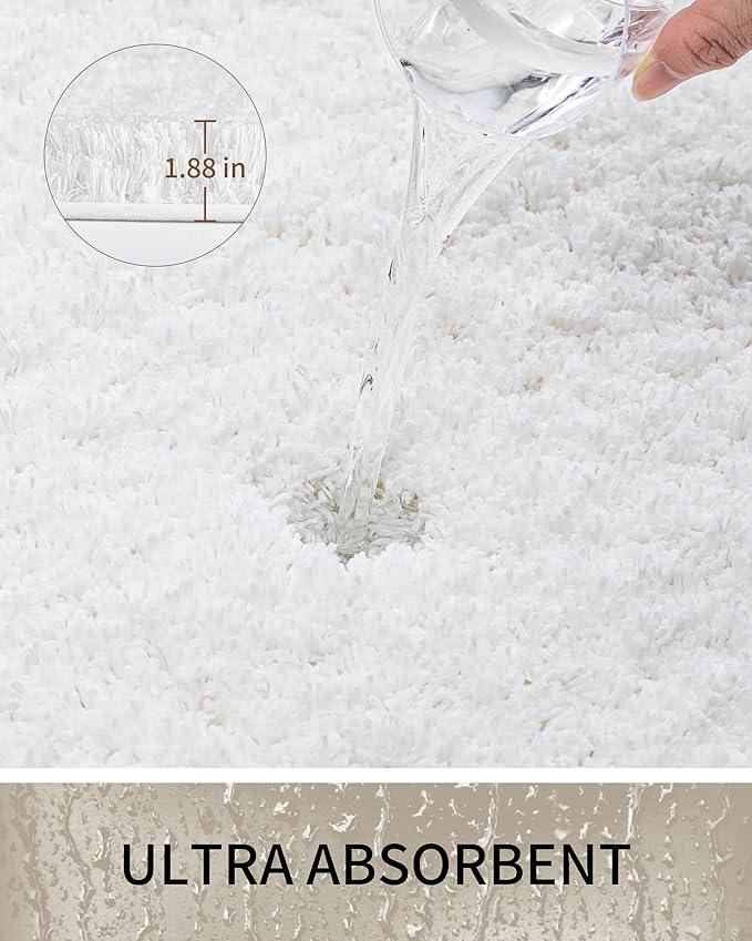Ruggnovea Bathroom Rugs Non Slip Washable 59x24, Ultra Soft Thick Shaggy Absorbent Bath Mats, High Density Foam Latex Non Slip Backing Bath Rugs, Microfiber Bath Mats for Bathroom Floor&Sink,White - ModernBath