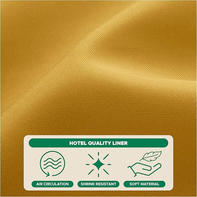 Biscaynebay Hotel Quality Fabric Shower Curtain Liner 72 Inch by 72 Inch, Gold Water Resistant Bathroom Curtains Rust Resistant Grommets & Weighted Bottom Hem Machine Washable - ModernBath