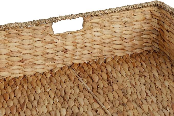 happimess BSK2015A Holden 30" Classic Costal Hand-Woven Hyacinth Wicker Under Bed Storage Basket with for Storage and Decoration in Bathroom, Bedroom, Closet, Entryway, Natural - ModernBath