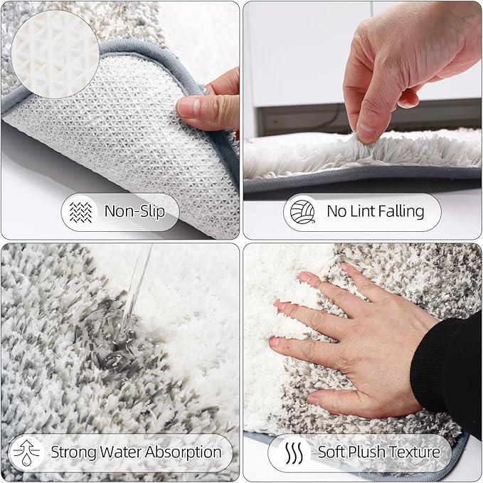 iMucci Bathroom Accessories Grey Bathroom Sets with Shower Curtain and Rug, Grey Ombre Waterproof Shower Curtain with Ultra Absorbent Rug Bathroom Accessories Set for Home Decor - ModernBath