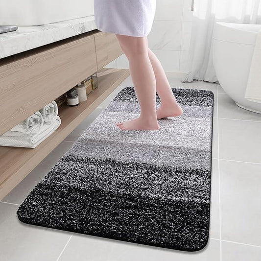 Arotive Microfiber Bathroom Rugs, Shaggy Soft and Absorbent Bath Rug, Non-Slip, Thick Plush Machine Washable Dry Bath Mats for Bathroom, Tub and Shower, 59x24, Black, Rectangular - ModernBath