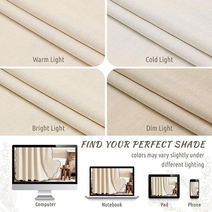 WONICY Beige Scalloped Long Shower Curtain with Black Border - Heavy Duty Polyester Shower Curtains for Bathroom, Waterproof & Washable, 72x78 Inches with 12 Hooks - ModernBath