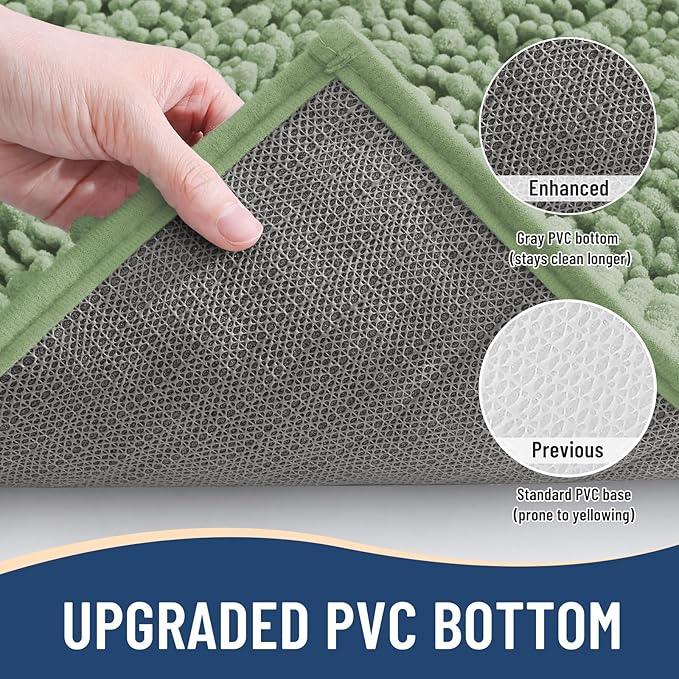 Arotive Luxury Chenille Bathroom Rug Mat, Extra Soft Thick Absorbent Shaggy Bath Rugs, Non-Slip Machine Wash Dry, Plush Bath Mats for Bathroom, Shower and Tub, 45x27, Sage Green - ModernBath