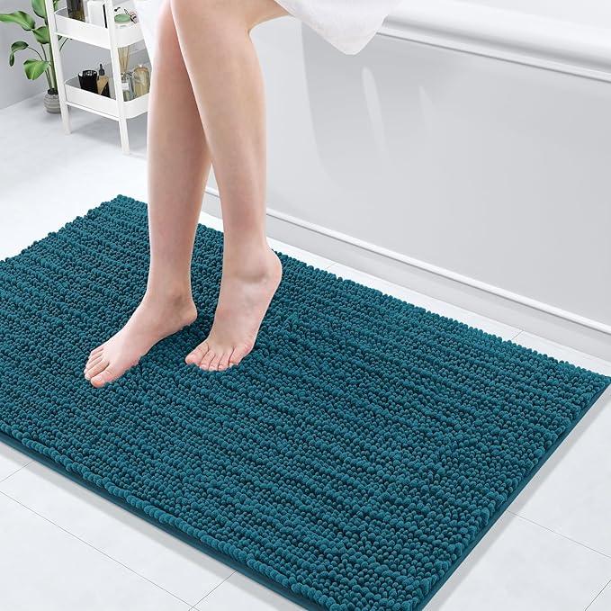 Arotive Luxury Chenille Bathroom Rug Mat, Extra Soft Thick Absorbent Shaggy Bath Rugs, Non-Slip Machine Wash Dry, Plush Bath Mats for Bathroom, Shower and Tub, 40x24, Peacock Blue - ModernBath