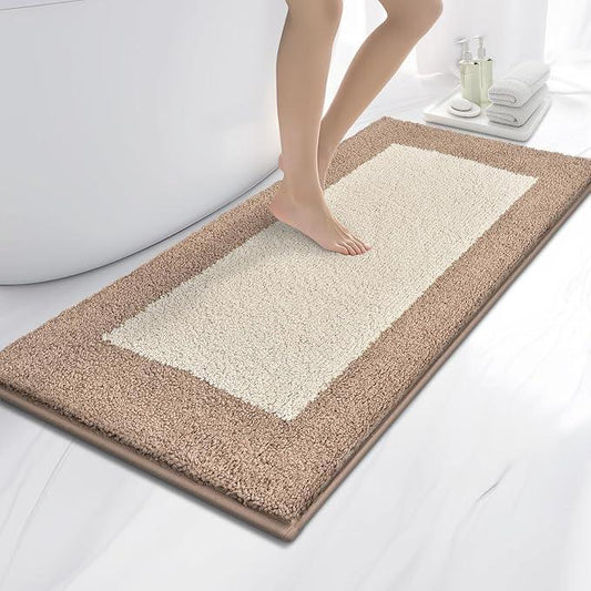 anllugs Bathroom Rugs 24" x 60", Non-Slip Extra Soft Absorbent Bath Rugs, Machine Washable Quick Dry Bath Mats for Bathroom Floor, Shower, Bathtub and Sink, Beige & Grayish Brown - ModernBath
