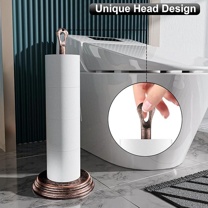 Toilet Paper Holder with Rustproof, Metal Free Standing Toilet Paper Stand Storage for Bathroom, Tissue Paper Roll Holder for Bathroom Accessories (Oil Rubbed Bronze) - ModernBath