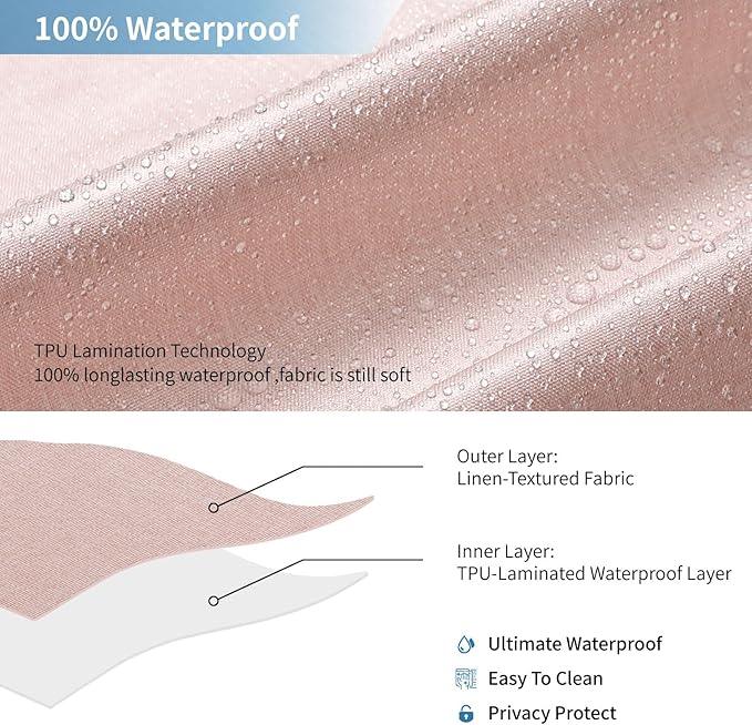 THAIGEE 2-in-1 Waterproof Fabric Shower Curtain or Liner,Linen Textured,Breathable TPU & Washable Bathroom Shower Curtain Set with 12 Plastic Hooks,Modern,72"x72" Blush - ModernBath