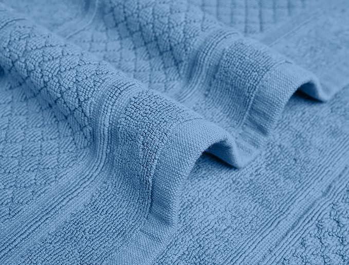 Avalon Towels Light Blue Bath Mat - 100% Cotton Set of 2 Absorbent Bathmat - Bathroom Mats Quick Dry Bath Mats for Bathrooms (22x34 Inches) - ModernBath