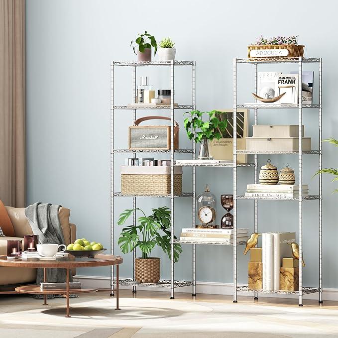 HOMEFORT 6-Shelving Unit, Adjustable Wire Shelving, Metal Wire Shelf Rack Organizer for Kitchen, Pantry, Closet, Bathroom, Laundry, Sliver,21" W x 11" D x 69" H - ModernBath