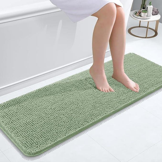 OLANLY Bathroom Rugs 47x17, Extra Soft Absorbent Chenille Bath Rugs, Rubber Backing Quick Dry, Machine Washable Bath Mats for Bathroom Floor, Tub and Shower, Home Decor Accessories, Sage Green - ModernBath